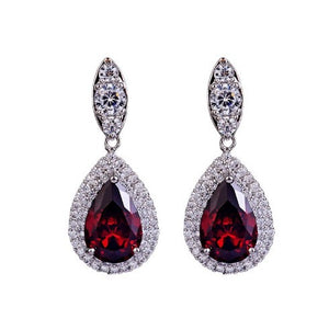 Pomegranate red and white earrings (ear pin)