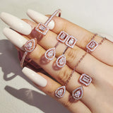 Cross Border jewelry Set Long Zircon Earrings Ring Necklace Jewelry Four Piece Set Hot Sale J6177