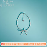 Foot Silver 999 Broken Silver Bow Necklace Korean Niche Design Broken Silver Bow Necklace Clavicle Chain Necklace Chain