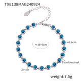 Steel Plated 18K Gold Colorful Round Bead Zircon Necklace Bracelet Super Flash Jewellery Set.
