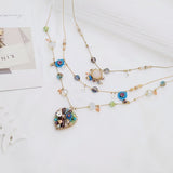 European and American Retro Style Marked Fashionable Design Small Flower Geometric Matchinging Multi-Layered Romantic Fashion Diamond Necklace