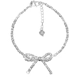 Foot Silver 999 Broken Silver Bow Necklace Korean Niche Design Broken Silver Bow Necklace Clavicle Chain Necklace Chain
