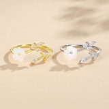 Fresh flower ring female 925 silver fashion flower leaves jewellery.