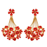 Oscar European and American Mid-Century Style Oil Dripping Enamel Bouquet Shape Brass 925 Silver Needle Niche Design Unique Earrings for Women