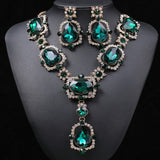 Necklace, ring Set Oversized Personality Fashion Clavicle Chain Alloy Inlaid Gem.