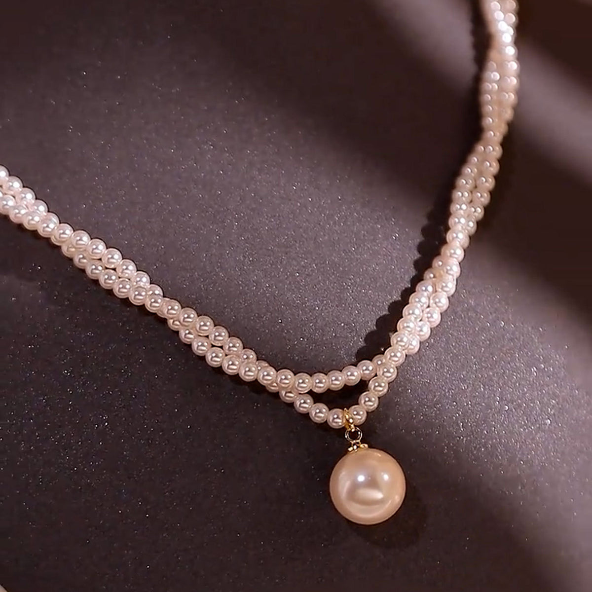 2025 New Water Drop-Shaped Double-Layer Pearl Necklace Versatile Temperament Trendy Choker European and American Minimalist Style Collarbone Chain