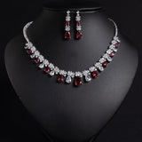 Chain zircon water drop necklace and earring dress earrings jewelry two-piece jewellery.