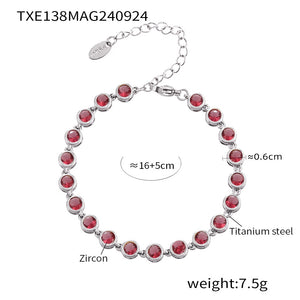 Txe138-steel color red zircon bracelet