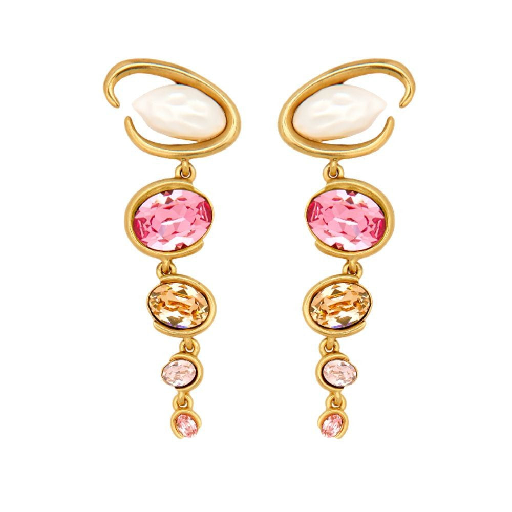 Oscar European and American style exaggerated retro long earrings women's temperament fashion high-end light luxury S925 silver pin earrings