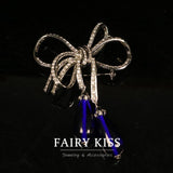 luxury personalized bowknot dense Diamond full copper glass pearl necklace and earring jewellery set.