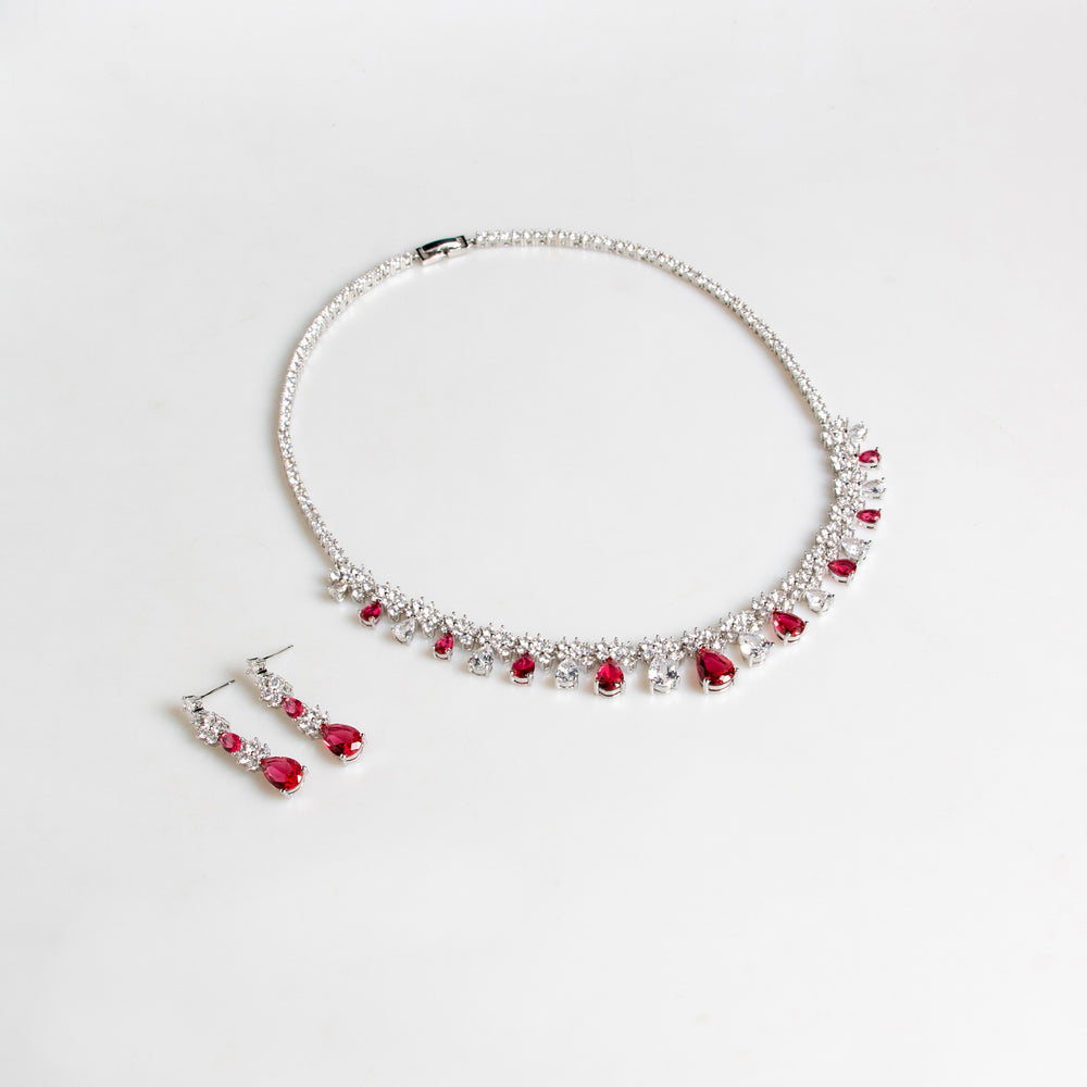 Chain zircon water drop necklace and earring dress earrings jewelry two-piece jewellery.