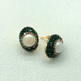 Natural Baroque Pearl Green Czech Diamond suit, Light Luxury Four-piece Jewellery.