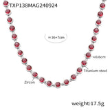 Steel Plated 18K Gold Colorful Round Bead Zircon Necklace Bracelet Super Flash Jewellery Set.