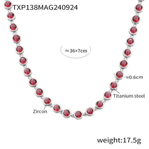 Txp138-steel color red zircon necklace
