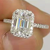 Xdy925 Sterling Silver Ring Women's Sugar Cube Micro-Inlaid Gravel 1 Carat 2 Carat Four-Claw Special-Shaped Moissanite Ring