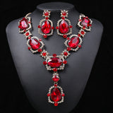 Necklace, ring Set Oversized Personality Fashion Clavicle Chain Alloy Inlaid Gem.