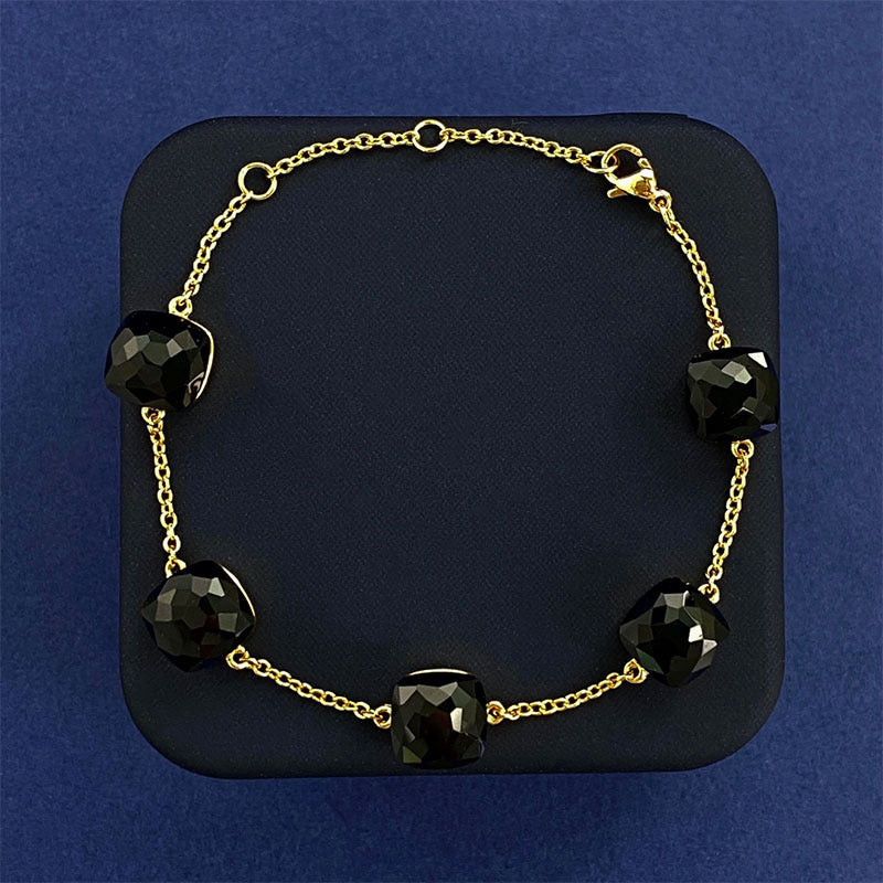 Cross-border New Japanese Style Small Fresh Square Crystal Gem Style Five Flower Bracelet Bracelet Simple Niche Original Design