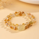 New Chinese-Style Natural Yellow Tower Crystal Lemon Crystal Pixiu Bracelet, Light Luxury National Style Double-Circle Bracelet for Wholesale and Market Stalls