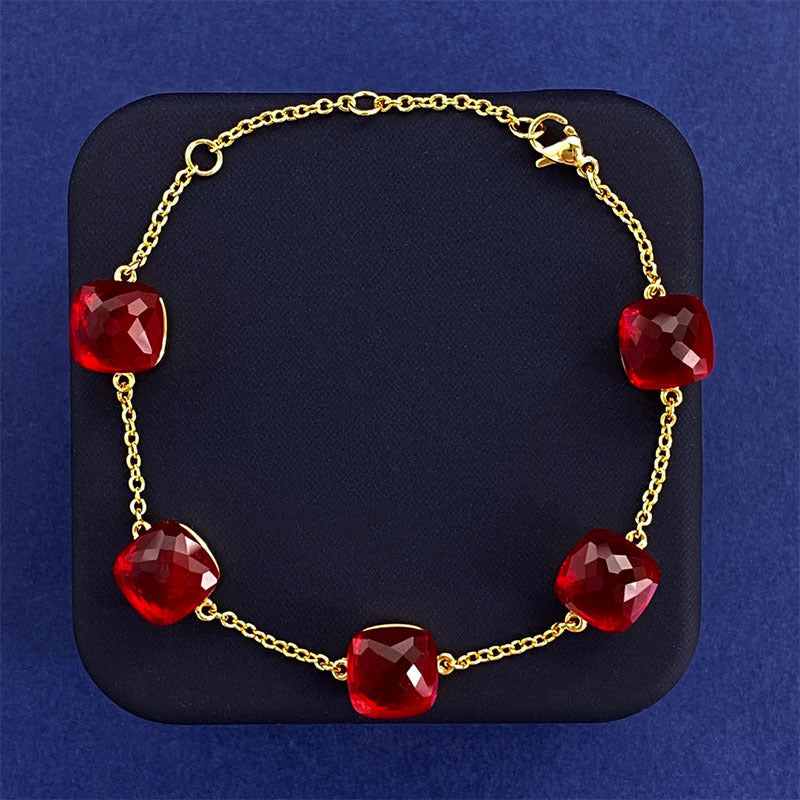 Cross-border New Japanese Style Small Fresh Square Crystal Gem Style Five Flower Bracelet Bracelet Simple Niche Original Design