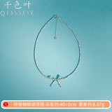 Foot Silver 999 Broken Silver Bow Necklace Korean Niche Design Broken Silver Bow Necklace Clavicle Chain Necklace Chain