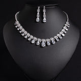 Chain zircon water drop necklace and earring dress earrings jewelry two-piece jewellery.