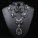 Necklace, ring Set Oversized Personality Fashion Clavicle Chain Alloy Inlaid Gem.