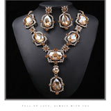 Necklace, ring Set Oversized Personality Fashion Clavicle Chain Alloy Inlaid Gem.