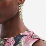 Oscar European and American Style Retro Gold-Plated Long Tassel Crystal Earrings Feminine Fashion High-End S925 Silver Needle