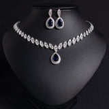 suit Water Drop Necklace and Earrings Zircon jewellery set Accessories