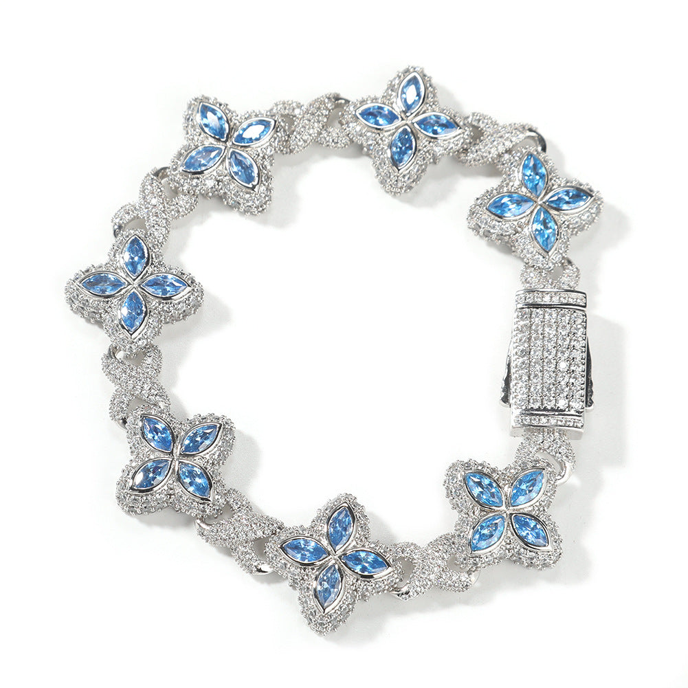 Four-Leaf Bracelet Fashionable Trendy Cool Handsome High-End 5A Zircon Colorful necklace .