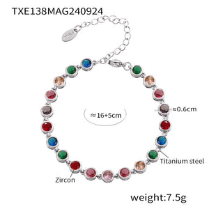 Txe138-steel color mixed color zircon bracelet