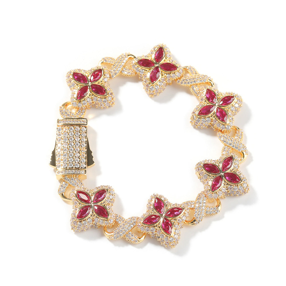 Four-Leaf Bracelet Fashionable Trendy Cool Handsome High-End 5A Zircon Colorful necklace .