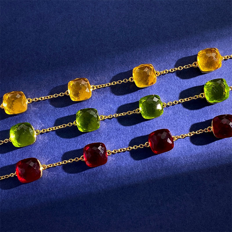 Cross-border New Japanese Style Small Fresh Square Crystal Gem Style Five Flower Bracelet Bracelet Simple Niche Original Design