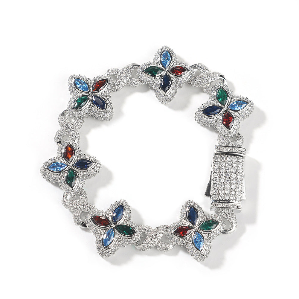 Four-Leaf Bracelet Fashionable Trendy Cool Handsome High-End 5A Zircon Colorful necklace .