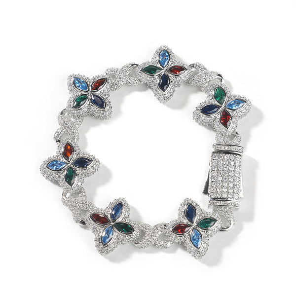 Four-Leaf Bracelet Fashionable Trendy Cool Handsome High-End 5A Zircon Colorful necklace .