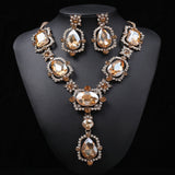 Necklace, ring Set Oversized Personality Fashion Clavicle Chain Alloy Inlaid Gem.