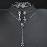Cross Border jewelry Set Long Zircon Earrings Ring Necklace Jewelry Four Piece Set Hot Sale J6177