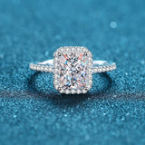 Xdy925 Sterling Silver Ring Women's Sugar Cube Micro-Inlaid Gravel 1 Carat 2 Carat Four-Claw Special-Shaped Moissanite Ring