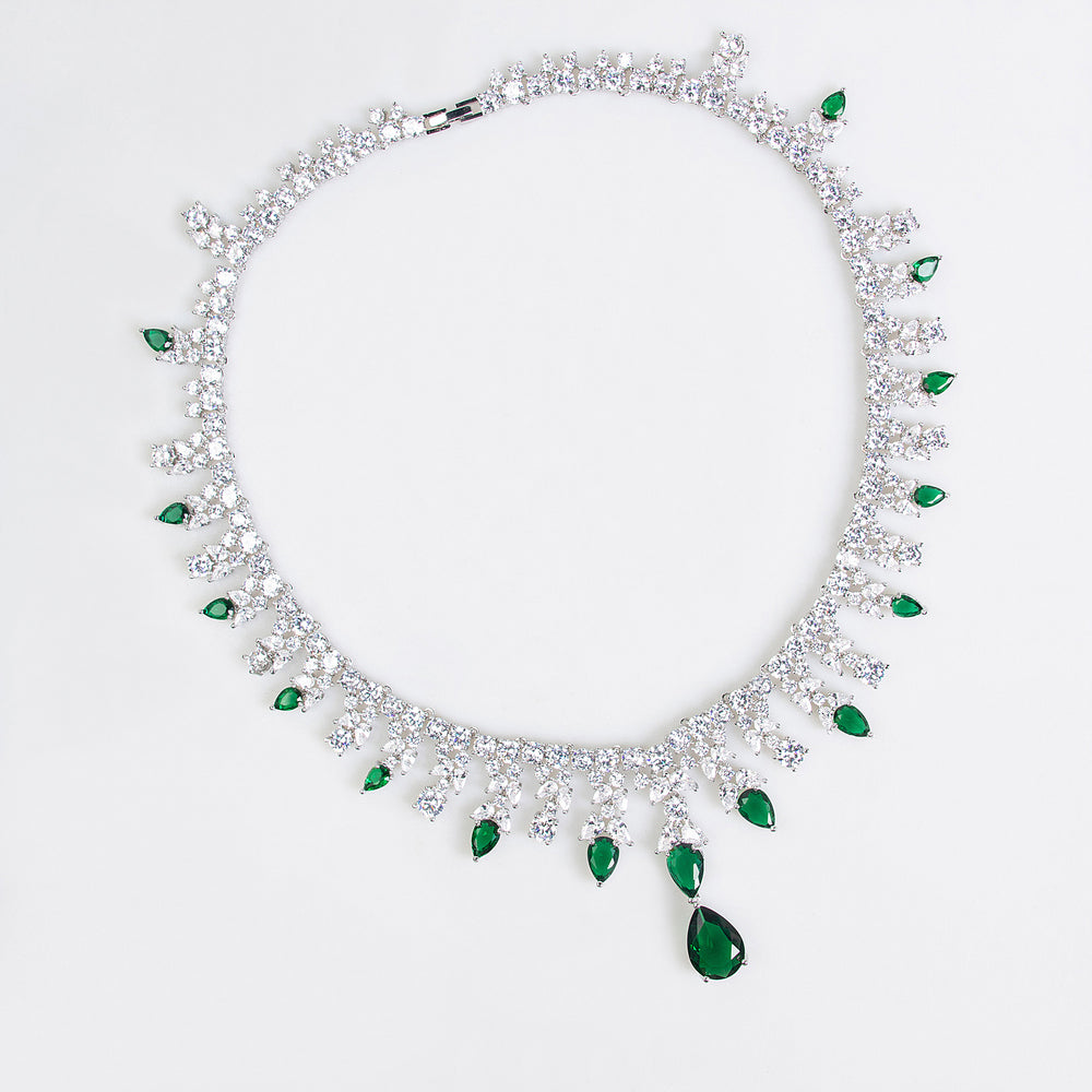Luxury Dinner Dress Jewelry Red Zircon Necklace suit High-end Wedding Micro-inlay Bridal Wedding Earrings Jewelry