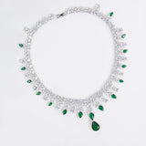 Luxury Dinner Dress Jewelry Red Zircon Necklace suit High-end Wedding Micro-inlay Bridal Wedding Earrings Jewelry
