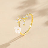 Fresh flower ring female 925 silver fashion flower leaves jewellery.
