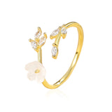 Fresh flower ring female 925 silver fashion flower leaves jewellery.