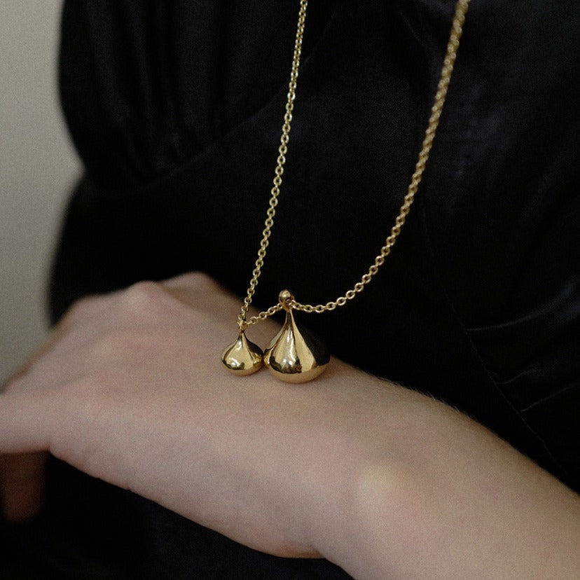 South Korea blogger same style water drop pendant necklace for Women New simple gentle fashionable all-match metal sweater chain necklace