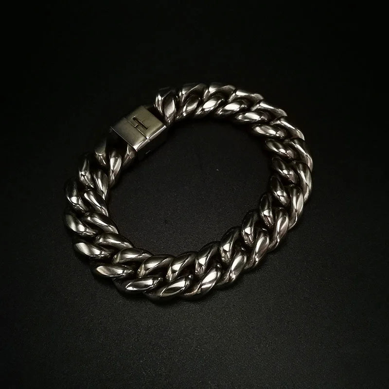 Ultra Thick 14mm Hip-Hop TA1 Pure Titanium Men's Bracelet Titanium Alloy Clasp Non-Allergic Titanium Bracelets and Necklaces