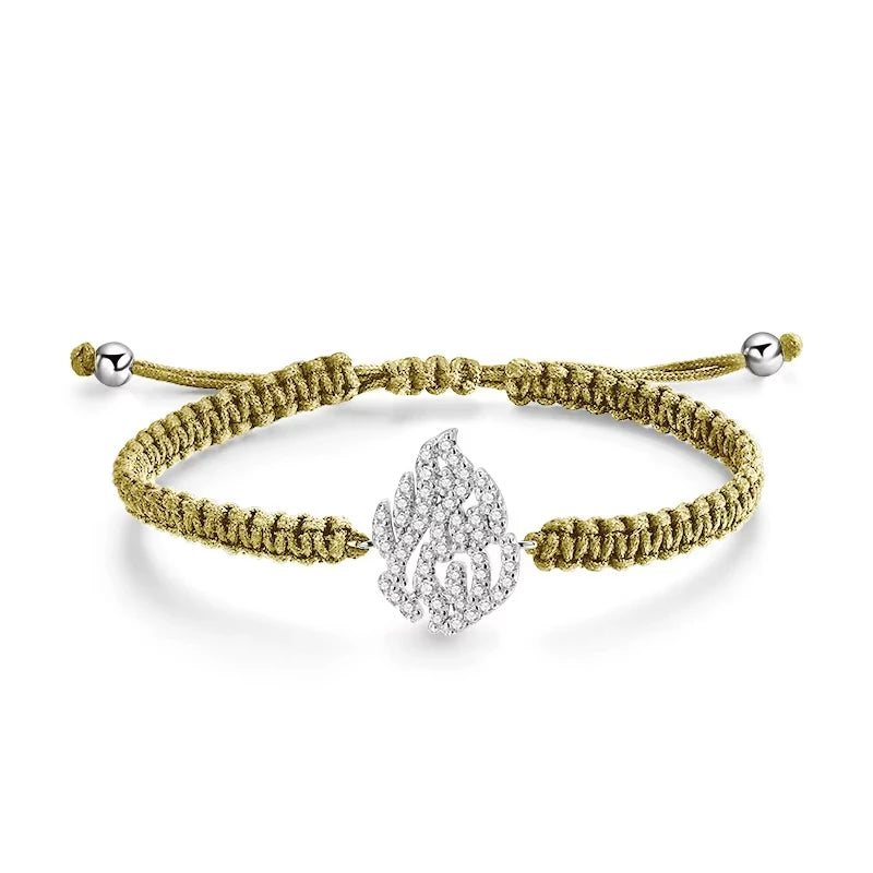 MUXIFC All Moissanite Bracelets Braided-rope Adjustable Hand Chain For Women Men 925 Silver Fashion Flame Bracelet GRA Jewelry