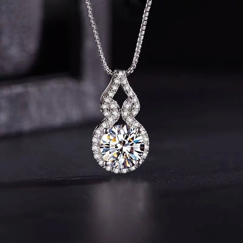 Real 925 Sterling Silver D Color Moissanite Infinity  Necklace Luxury Gourd Shape Jewelry.