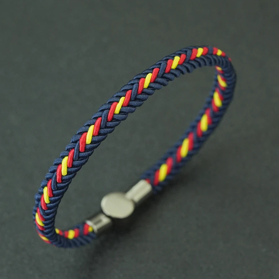 Noter Germany Flag Braided Bracelet For Men Handmade Woven Rope Wristband Grade A Fabric National Color Bangle Football Fan Gift