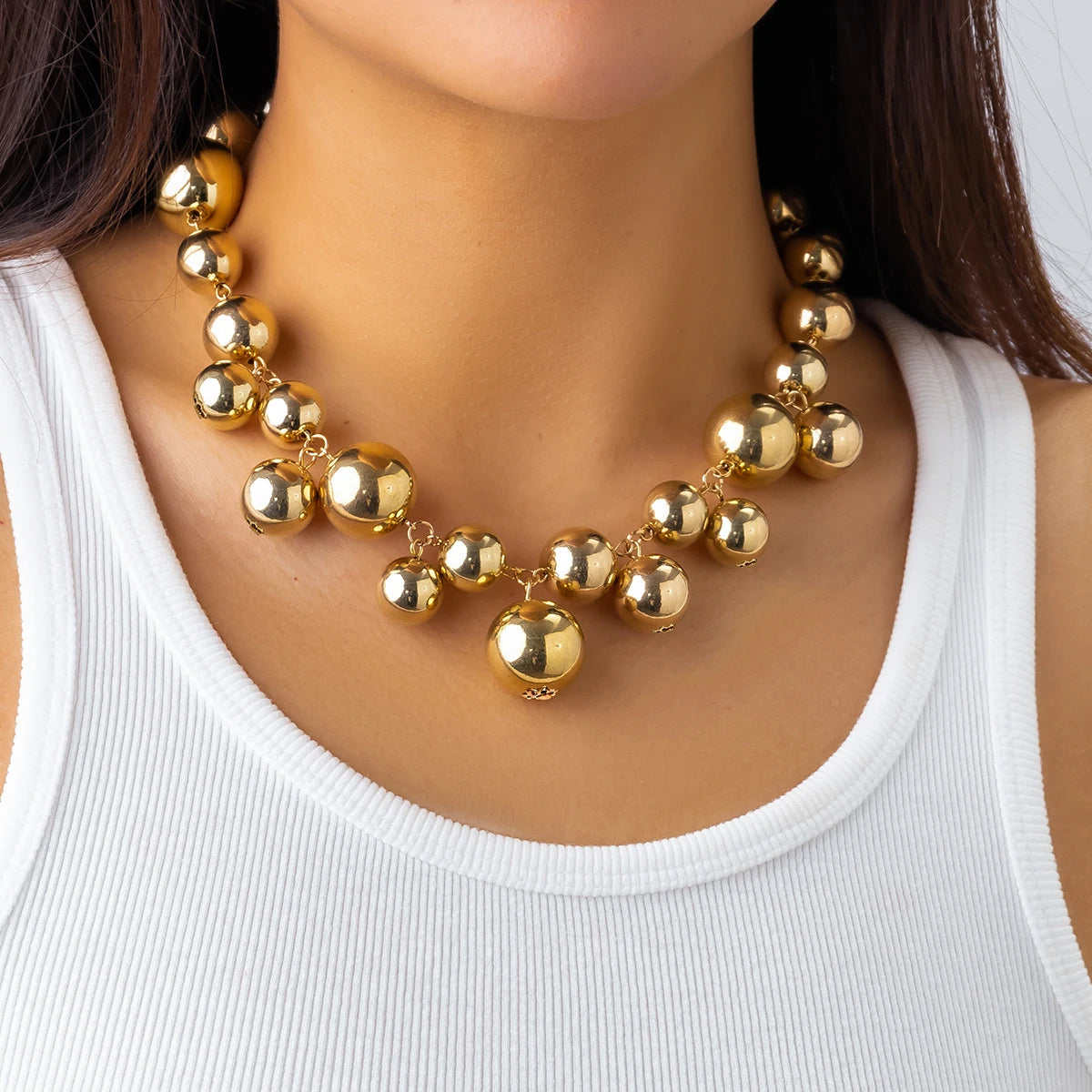Exaggerated Acrylic  Big Ball Beads Necklace Clavicle Chain Jewellery.