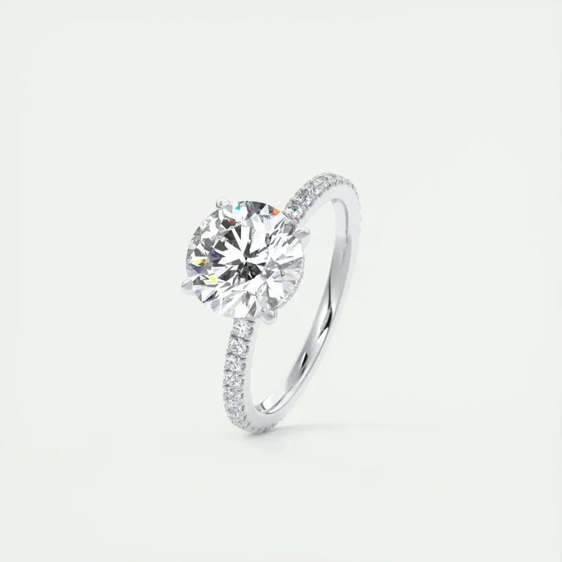 Classic 925 Sterling Sliver Ring 8mm, 2 Carat Round Moissanite Rings