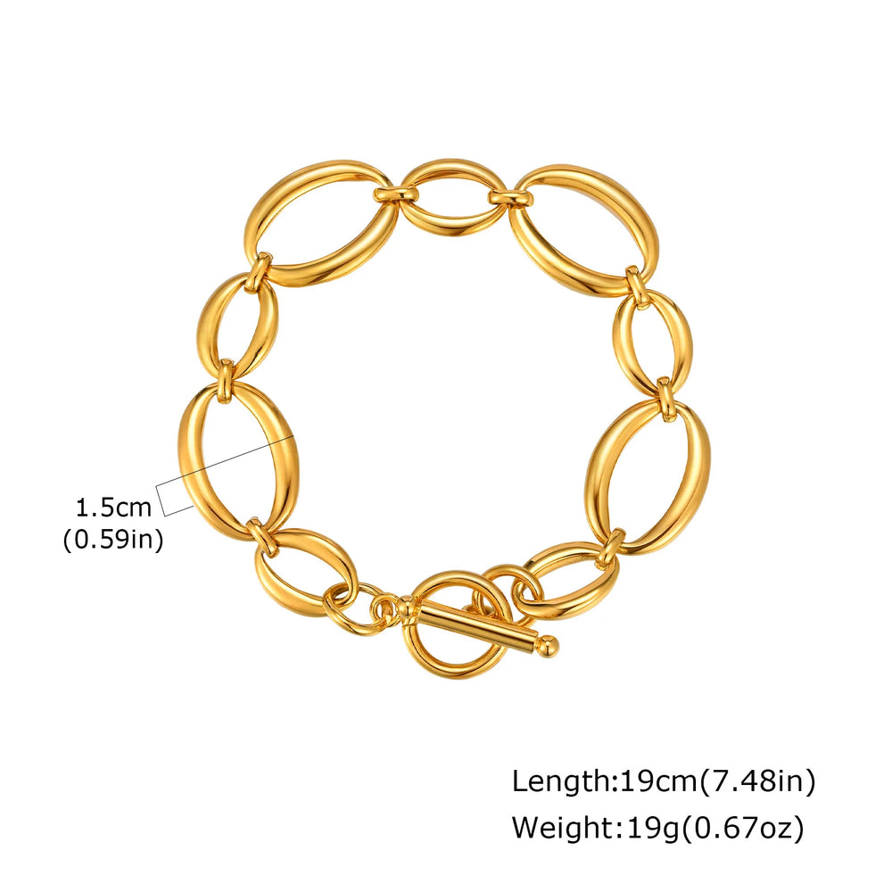 Chunky Bold Bracelets, Stainless Steel, Bracelet Gold Plated Tarnish Free.
